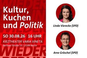 Kuchen, Kultur und Politik am 30.8. um 16 Uhr im Varia Vineta